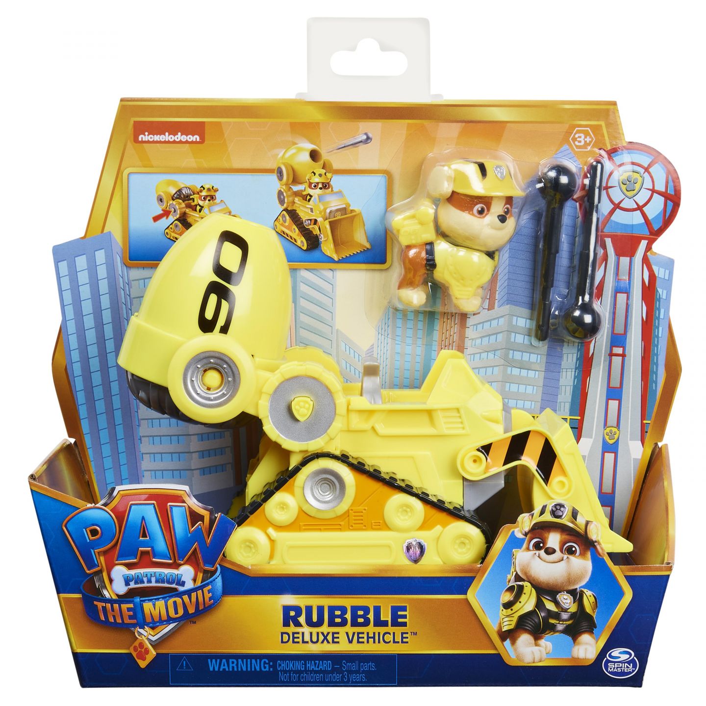 PAW Patrol De Film, Rubble's Deluxe voertuig met verzamelfiguur PAW Patrol De Film, Rubble's Deluxe voertuig met verzamelfiguur