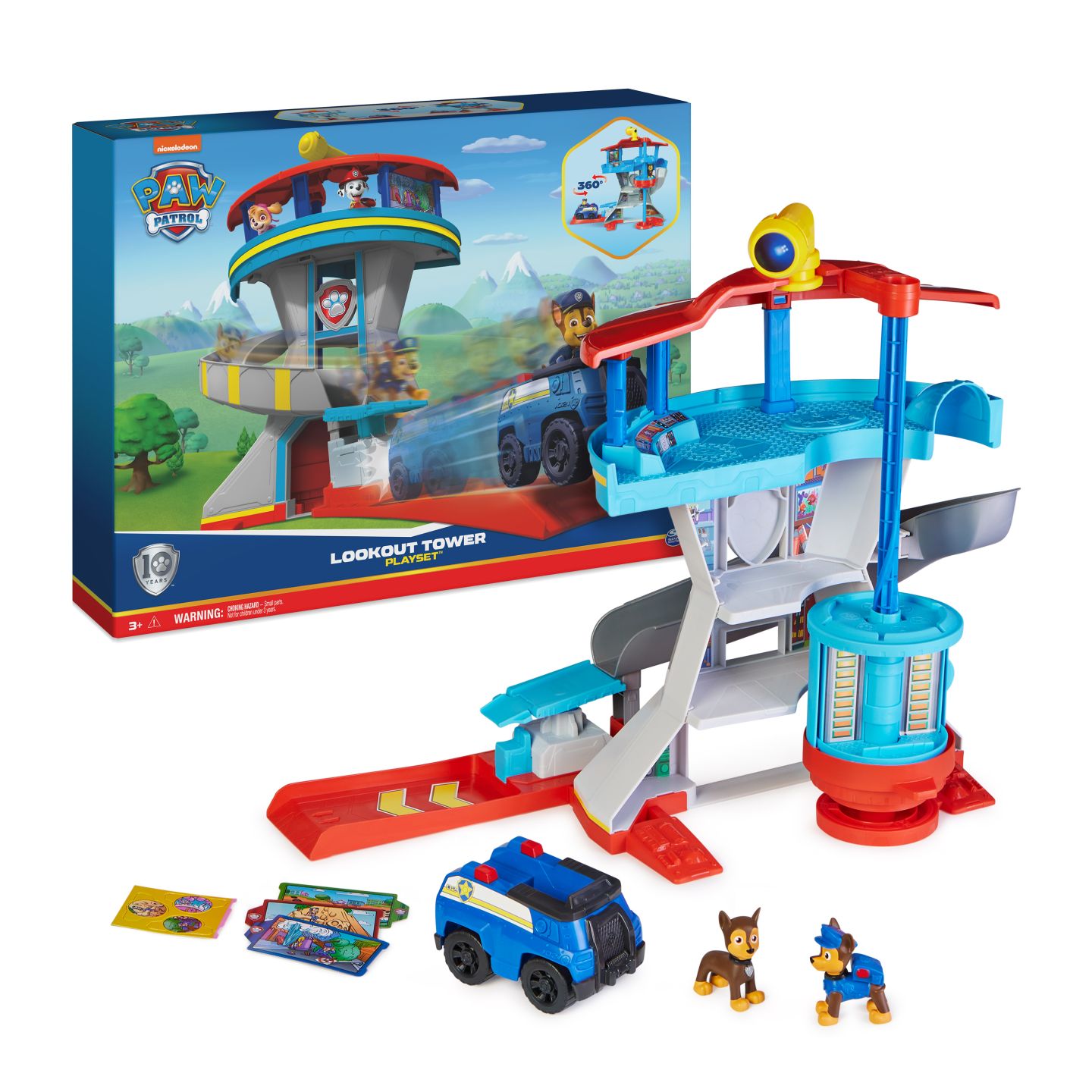 PAW Patrol, Uitkijktoren-speelset met voertuigwerper 2 Chase-actiefiguren de politieauto van Chase en accessoires PAW Patrol, Uitkijktoren-speelset met voertuigwerper 2 Chase-actiefiguren de politieauto van Chase en accessoires