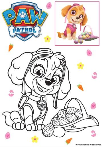 PAW Patrol Pasen kleurplaten PAW Patrol Pasen kleurplaten