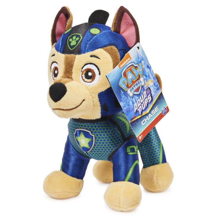 PAW Patrol Aqua Pups, Dierenknuffel van 20 cm, stijlen kunnen vari&euml;ren