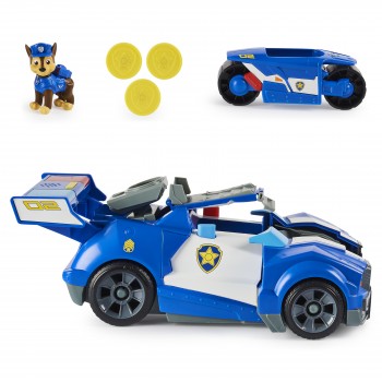 PAW Patrol De Film - 2-in-1 Transformerende Politieauto & Motor van Chase - actiefiguur en speelgoedauto met motor - licht en geluid PAW Patrol De Film - 2-in-1 Transformerende Politieauto & Motor van Chase - actiefiguur en speelgoedauto met motor - licht en geluid